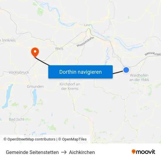 Gemeinde Seitenstetten to Aichkirchen map