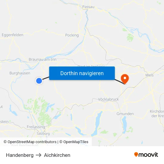 Handenberg to Aichkirchen map