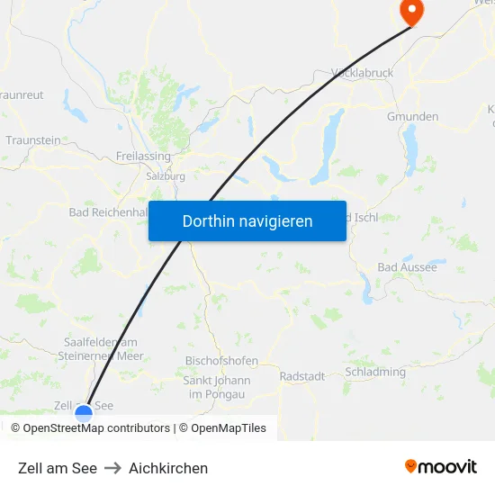 Zell am See to Aichkirchen map