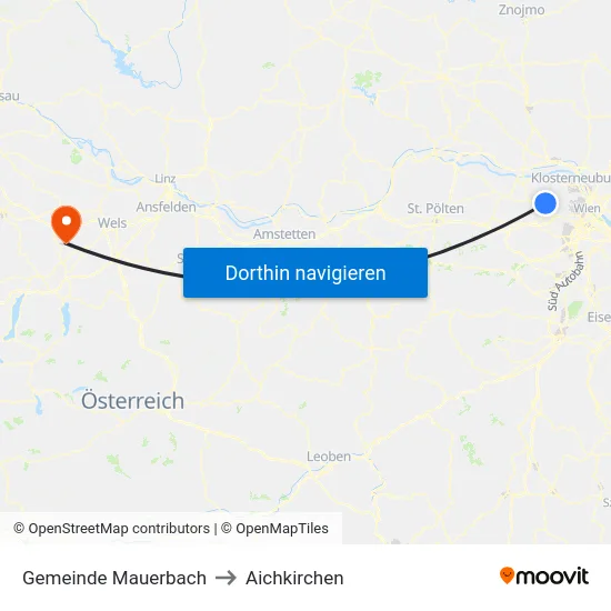 Gemeinde Mauerbach to Aichkirchen map