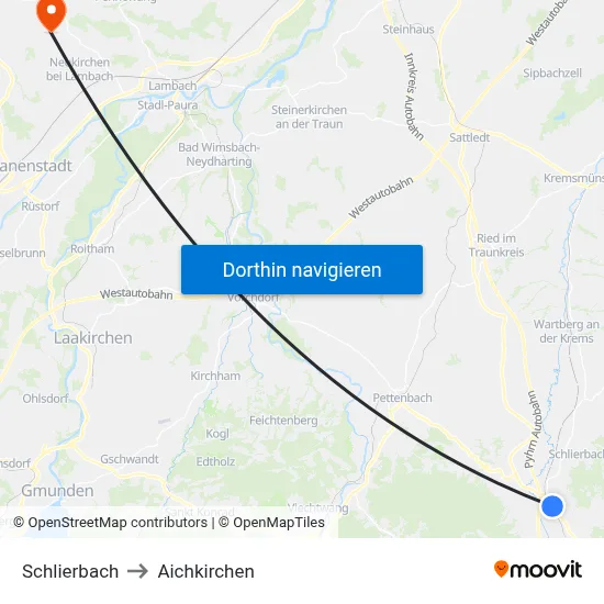 Schlierbach to Aichkirchen map