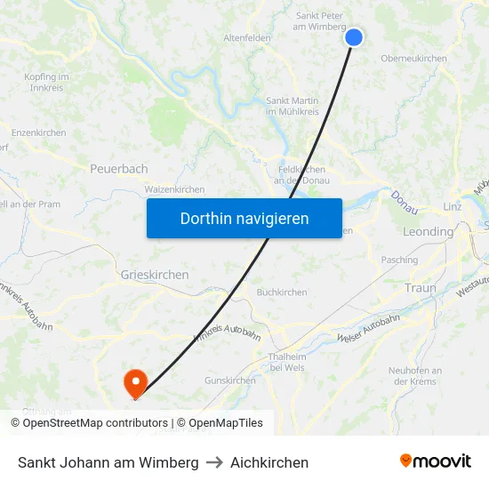 Sankt Johann am Wimberg to Aichkirchen map