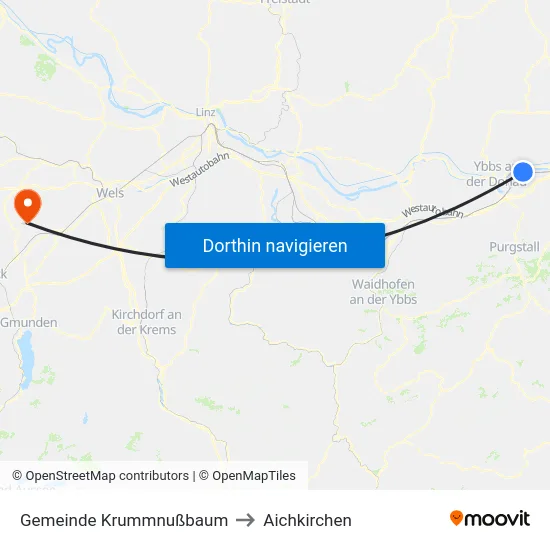 Gemeinde Krummnußbaum to Aichkirchen map