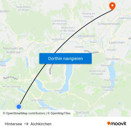 Hintersee to Aichkirchen map