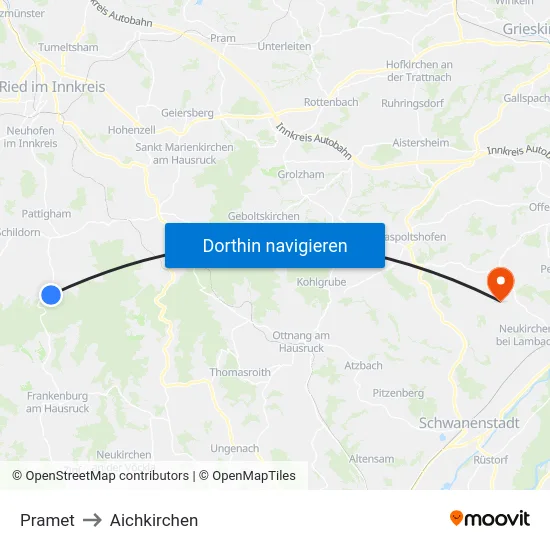 Pramet to Aichkirchen map