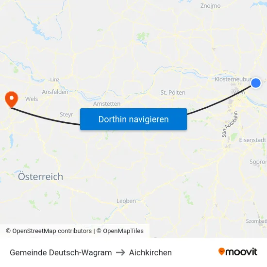 Gemeinde Deutsch-Wagram to Aichkirchen map