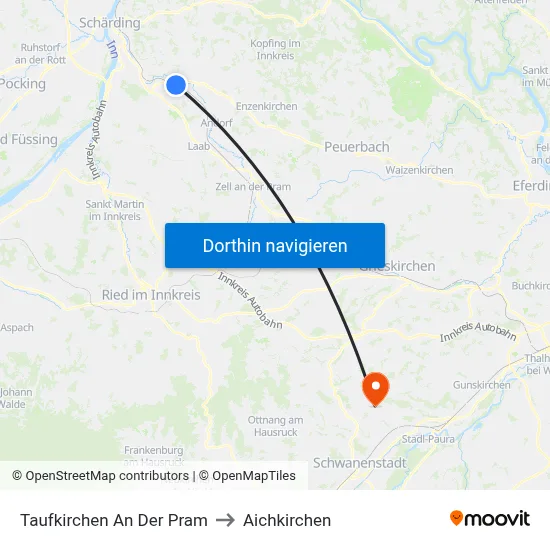 Taufkirchen An Der Pram to Aichkirchen map