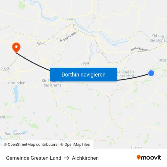 Gemeinde Gresten-Land to Aichkirchen map