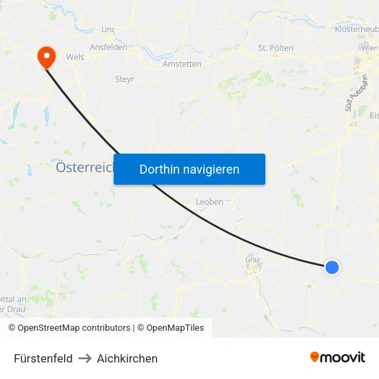 Fürstenfeld to Aichkirchen map