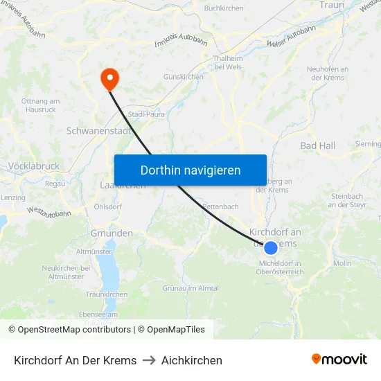 Kirchdorf An Der Krems to Aichkirchen map