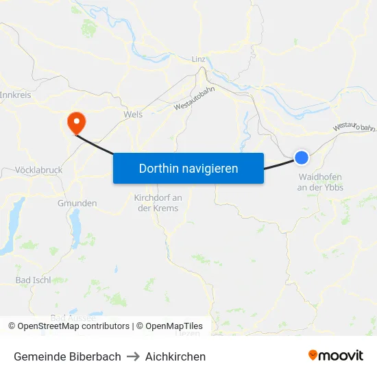 Gemeinde Biberbach to Aichkirchen map
