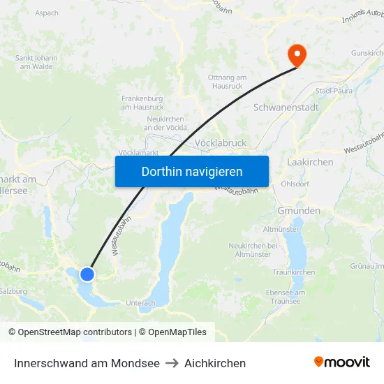 Innerschwand am Mondsee to Aichkirchen map