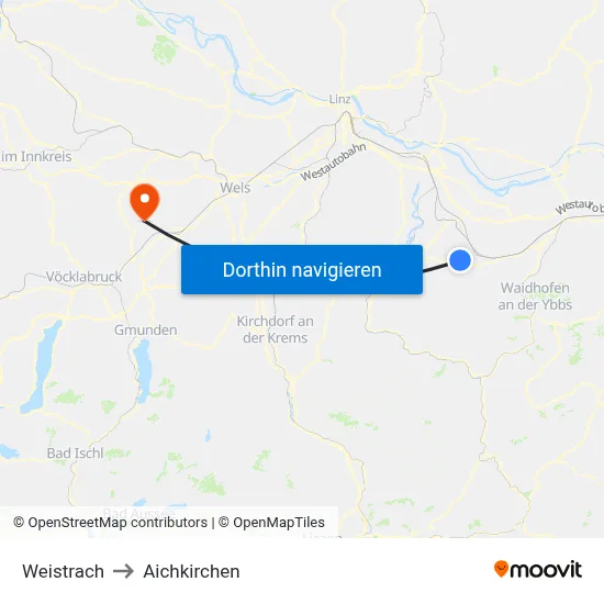 Weistrach to Aichkirchen map