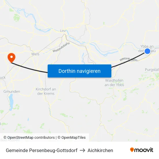 Gemeinde Persenbeug-Gottsdorf to Aichkirchen map