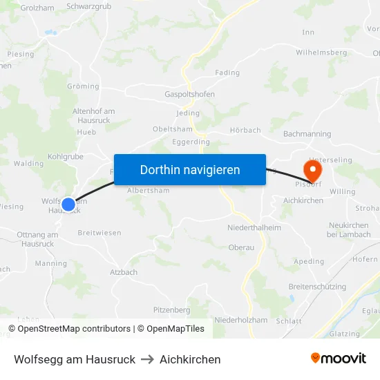 Wolfsegg am Hausruck to Aichkirchen map