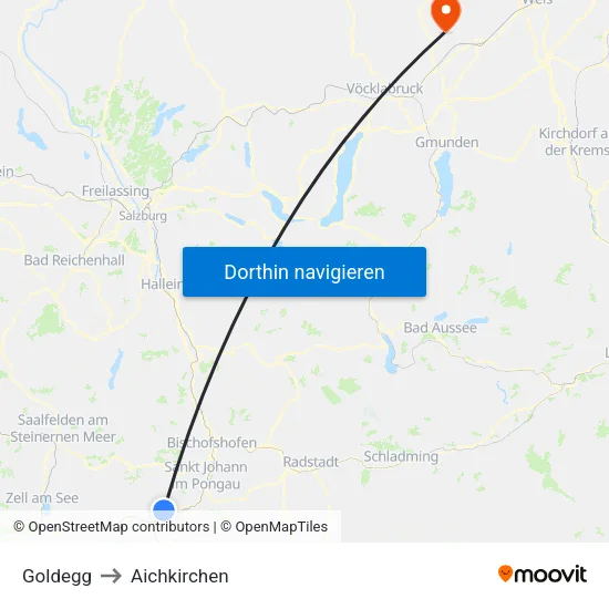 Goldegg to Aichkirchen map