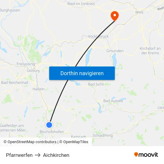 Pfarrwerfen to Aichkirchen map