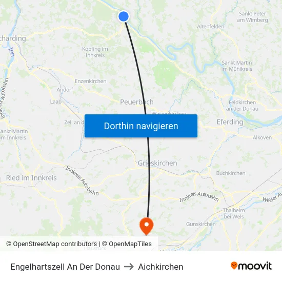 Engelhartszell An Der Donau to Aichkirchen map