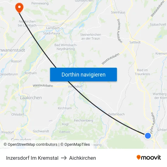 Inzersdorf Im Kremstal to Aichkirchen map