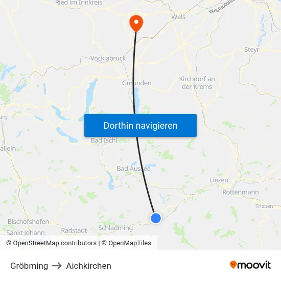 Gröbming to Aichkirchen map