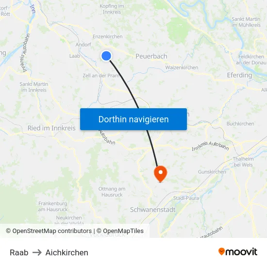 Raab to Aichkirchen map