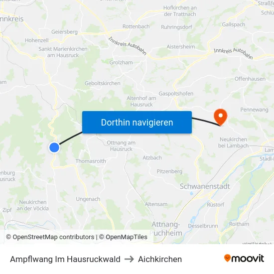 Ampflwang Im Hausruckwald to Aichkirchen map