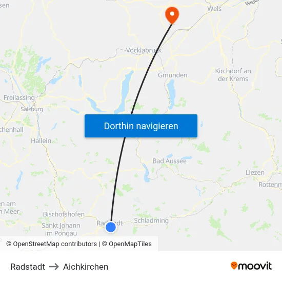 Radstadt to Aichkirchen map