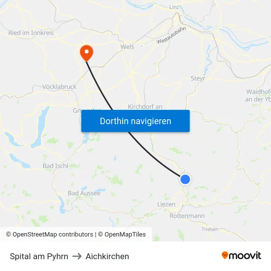 Spital am Pyhrn to Aichkirchen map