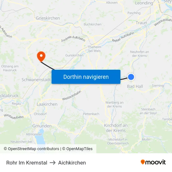 Rohr Im Kremstal to Aichkirchen map