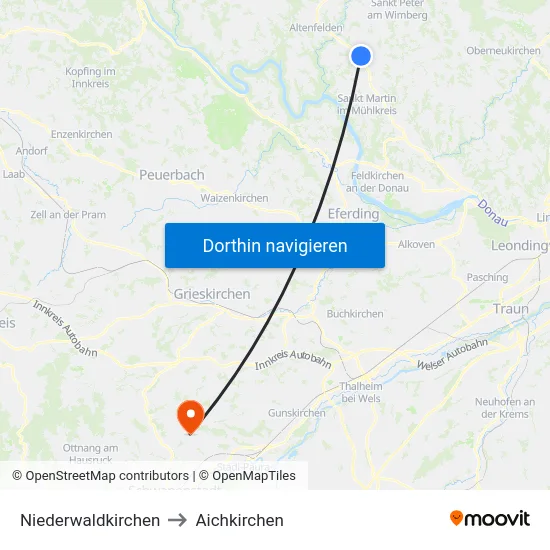 Niederwaldkirchen to Aichkirchen map