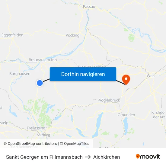 Sankt Georgen am Fillmannsbach to Aichkirchen map