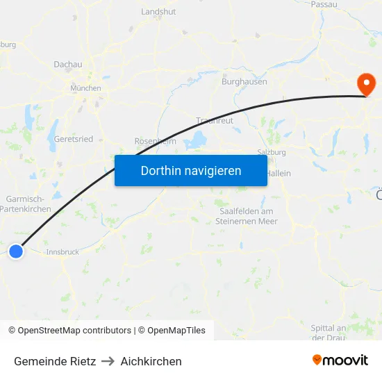 Gemeinde Rietz to Aichkirchen map