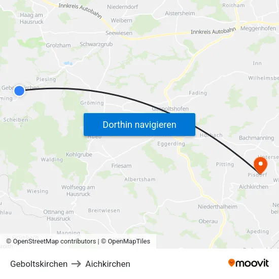 Geboltskirchen to Aichkirchen map