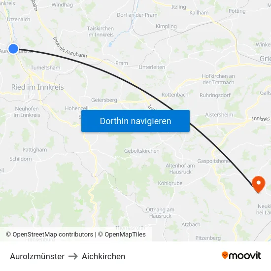 Aurolzmünster to Aichkirchen map