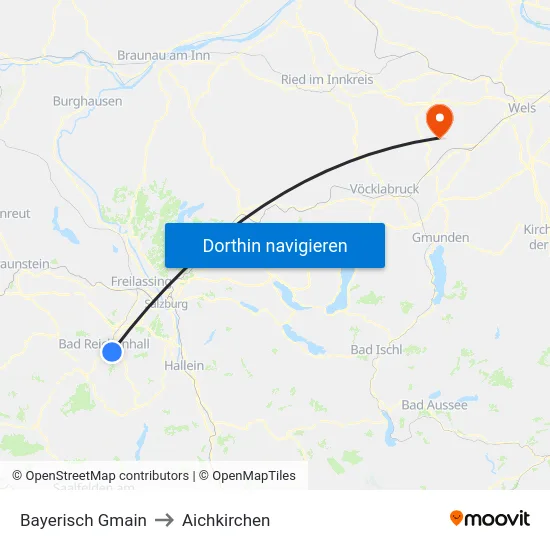 Bayerisch Gmain to Aichkirchen map