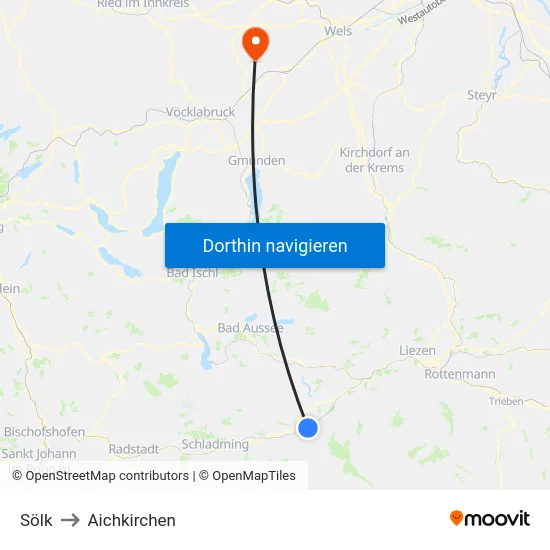 Sölk to Aichkirchen map