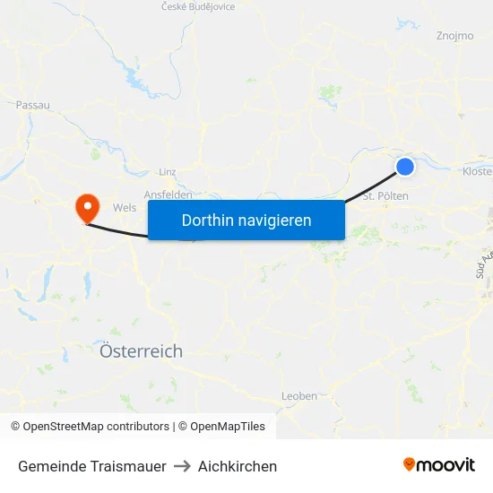 Gemeinde Traismauer to Aichkirchen map