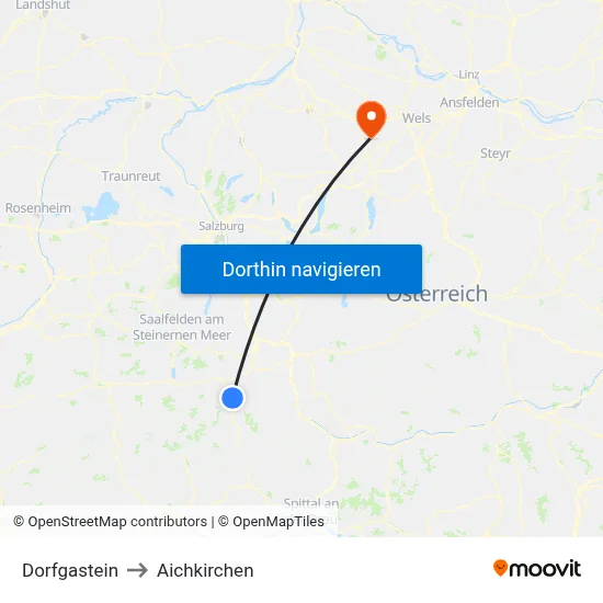 Dorfgastein to Aichkirchen map