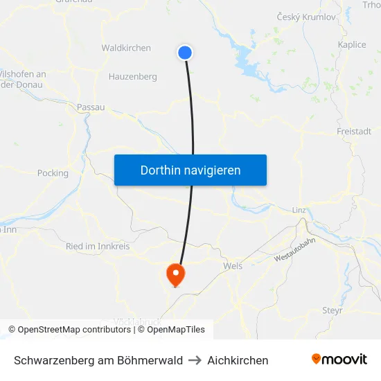 Schwarzenberg am Böhmerwald to Aichkirchen map