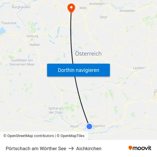 Pörtschach am Wörther See to Aichkirchen map