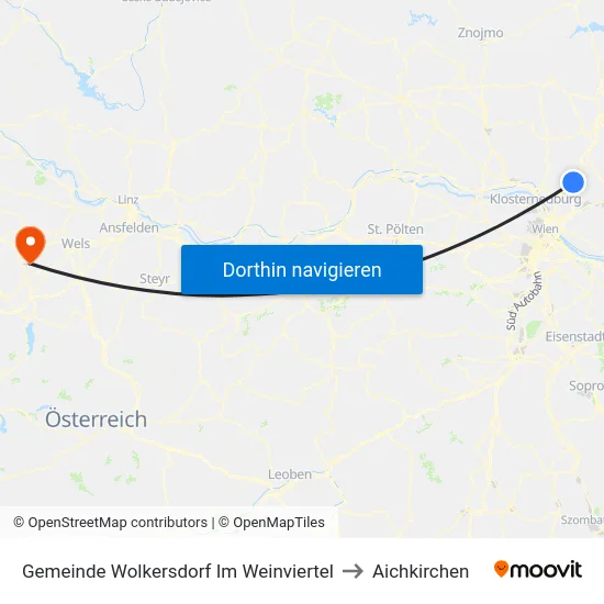 Gemeinde Wolkersdorf Im Weinviertel to Aichkirchen map