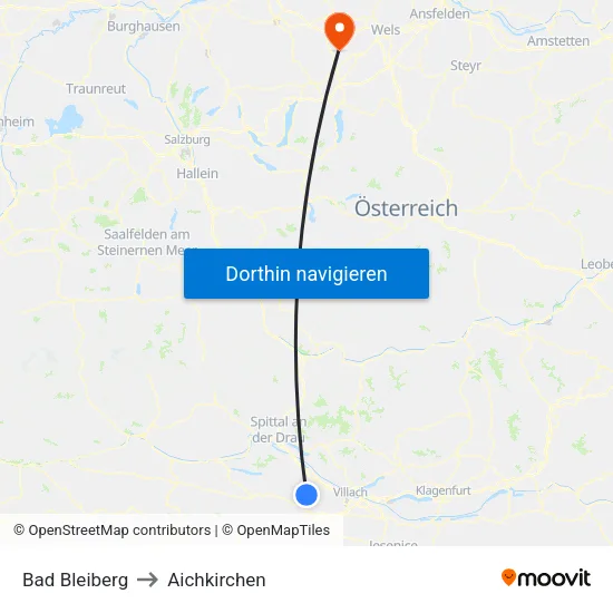 Bad Bleiberg to Aichkirchen map