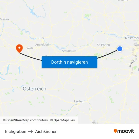 Eichgraben to Aichkirchen map