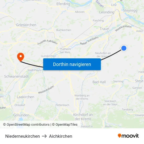 Niederneukirchen to Aichkirchen map