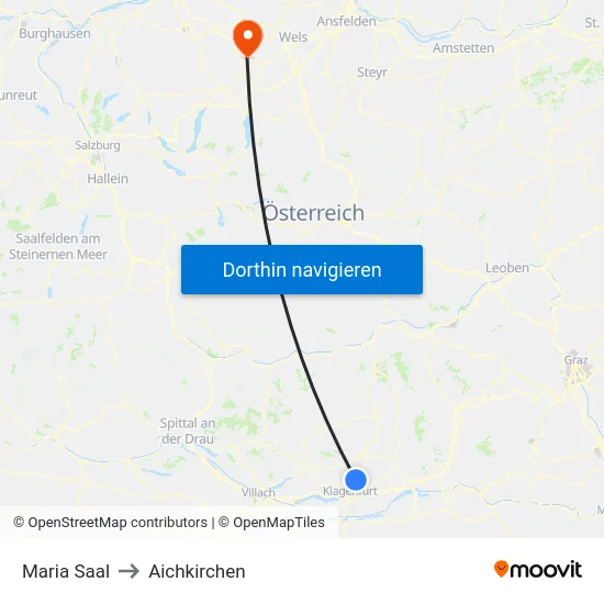 Maria Saal to Aichkirchen map