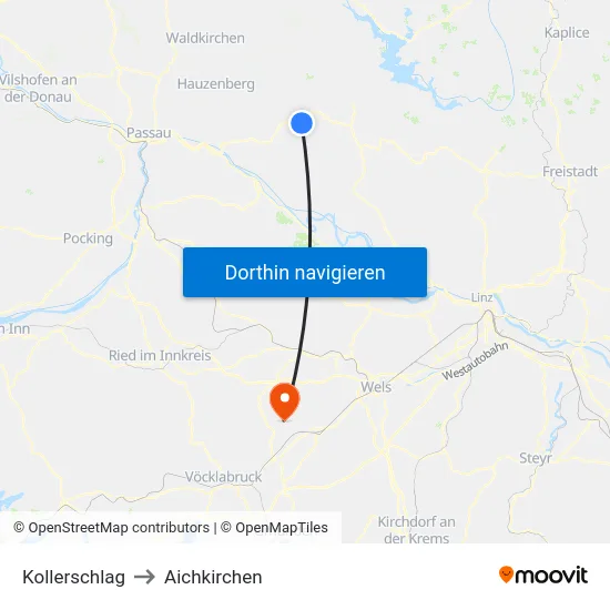 Kollerschlag to Aichkirchen map