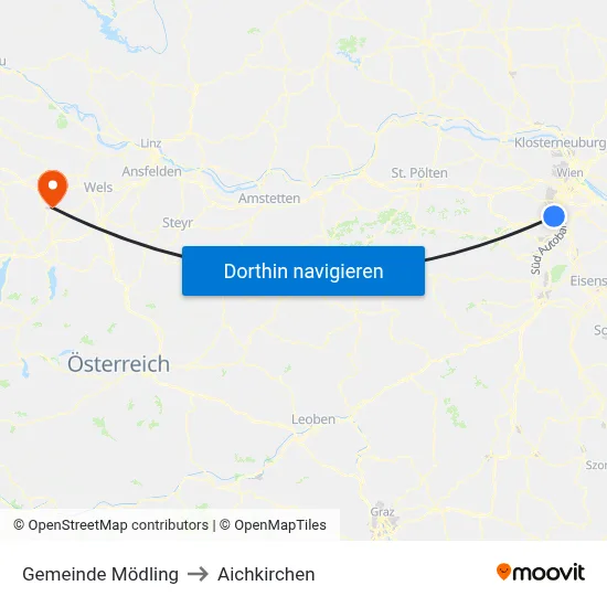 Gemeinde Mödling to Aichkirchen map