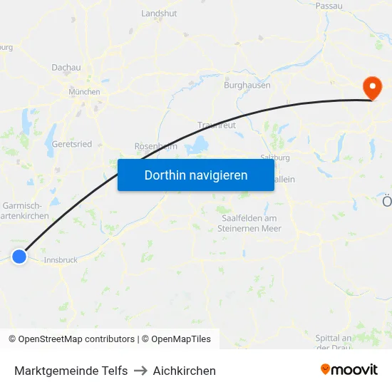 Marktgemeinde Telfs to Aichkirchen map