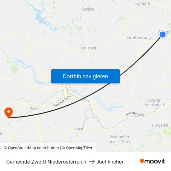 Gemeinde Zwettl-Niederösterreich to Aichkirchen map