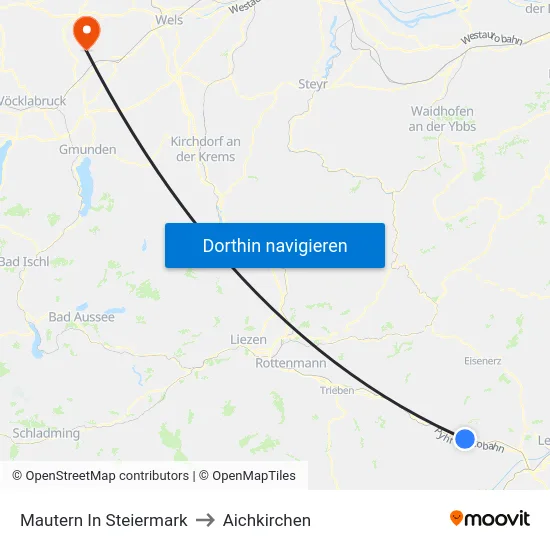 Mautern In Steiermark to Aichkirchen map